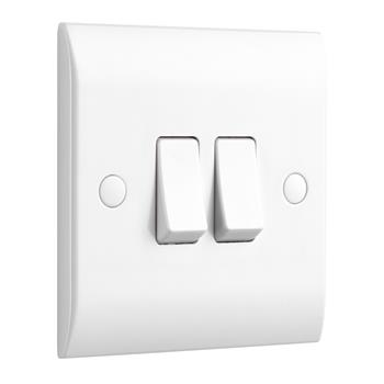 Curved White Resin 2-Gang On/Off Wall Switch CE102