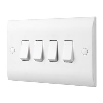 Curved White Resin 4-Gang On/Off Wall Switch CE104
