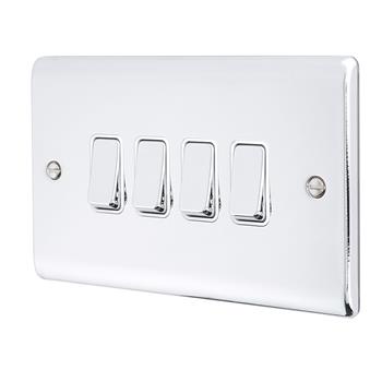Raised Screwed 4-Gang Rocker Wall Switch