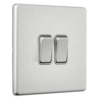 Screwless 2-Gang On/Off Wall Switch