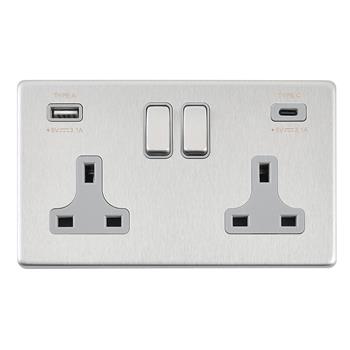 Screwless Dual USB Double Socket