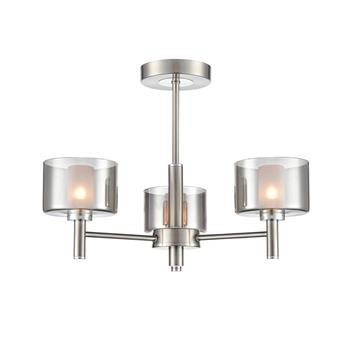 Argento 3 Light Satin Nickel And Smoked Glass Semi Flush Fitting FL2509-3