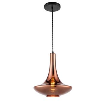 Bordeaux Black Suspension Cable And Shaped Glass Pendant Fitting 