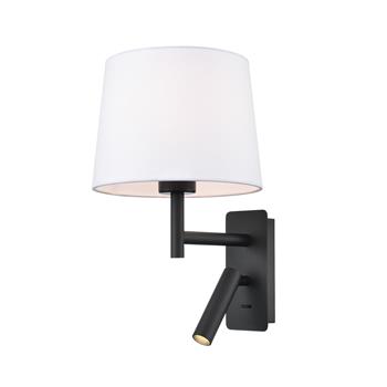 Christie LED Dual Matt Black And Off White Shade Reading Wall Light WB592