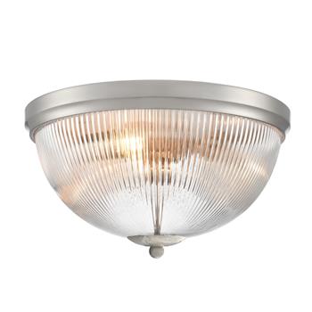 Cupola Large Clear Ribbed Glass And Aged Brass Flush Fitting