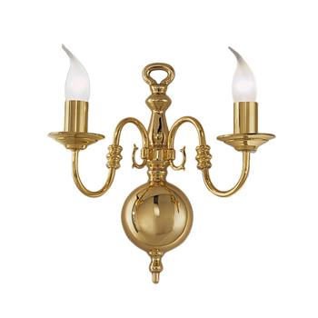 Delft Flemish Polished Brass Double Wall Light PE7922