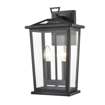Dusk IP44 Double Matt Black Exterior Wall Light EXT6647
