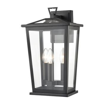 Dusk IP44 Large 3 Light Matt Black Outdoor Wall Light EXT6648