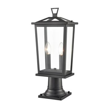 Dusk IP44 Matt Black And Clear Glass Outdoor Post Light EXT6649
