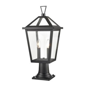 Dusk IP44 Matt Black And Clear Glass Outdoor Post Light EXT6652