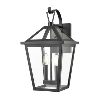 Dusk IP44 Matt Black And Clear Glass Outdoor Wall Lantern EXT6650