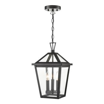 Dusk Three Light Matt Black Exterior Porch Pendant Light EXT6651