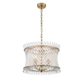Ethereal 3 Light Aged Brass And Glass Rods Pendant or Flush FL2511-3