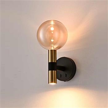 Meridiana Black And Globe Glass Dual Wall Light 