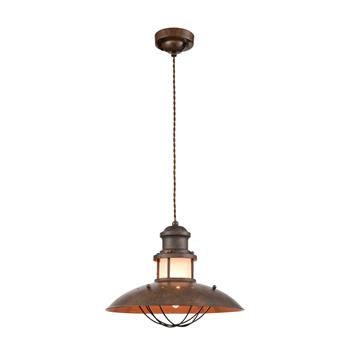 Newton Distressed Bronze And Opal Glass Industrial Pendant PCH473