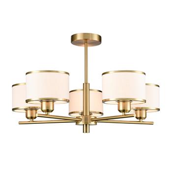 Polaris Textured Off White Shades Five Light Semi-Flush Fitting 