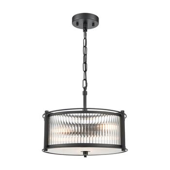 Sloane Small Clear Ribbed Glass Three Light Pendant