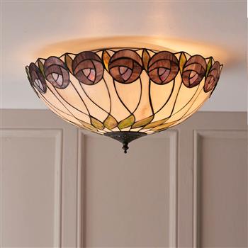 Hutchinson Flush Tiffany Ceiling Light 64173