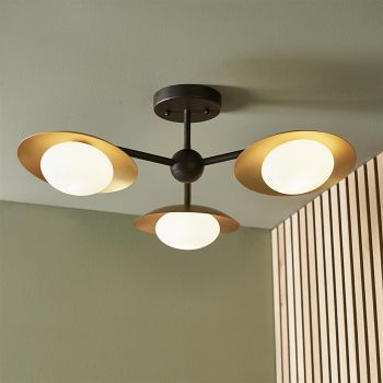 Dark Bronze And Gold Semi-Flush Three Light Acca-3SF