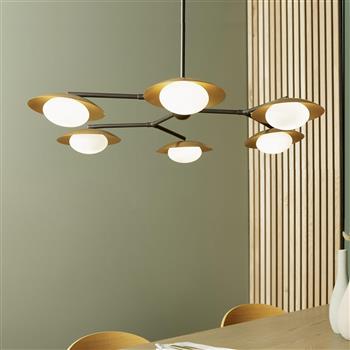 Dark Bronze And Gold Six Light Multi-Arm Pendant Acca-6MP
