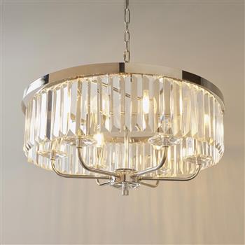 Gracie Nickel Six Light Clear Glass Ceiling Light 5236-52