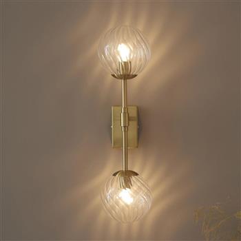 Jasmine Brush Aged Brass Double Wall Light 8525-30