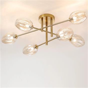 Ada IP44 Six-Light Tiered Bathroom Semi-Flush