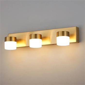 Affron Brass And Opal White LED IP44 Bathroom Triple Wall Light 368943 