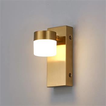 Affron Brass And Opal White LED IP44 Bathroom Wall Light 368942