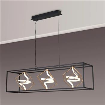 Ambrose Sand Black And Painted Gold LED Linear Pendant 354402