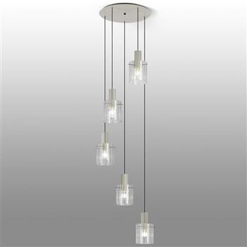 Baytown Wide Line Glass 5 Light Pendant