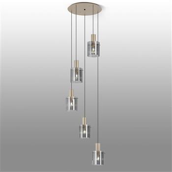 Baytown Wide Line Glass 5 Light Pendant