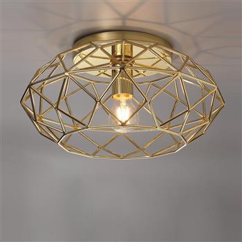 Honolulu Wide Polished Brass Flush Ceiling Light LT30154