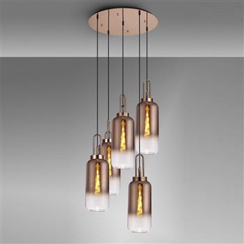 Yeadon Faded Glass Five Light Hanging Cluster Pendant 