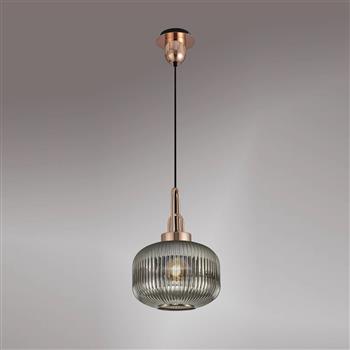 Yeadon Copper And Ribbed Glass Ceiling Pendant 
