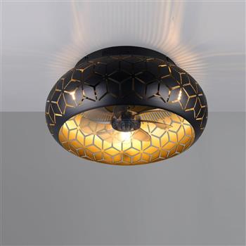 Bidar Cut Out Patterned Metal Ceiling Fan Light 
