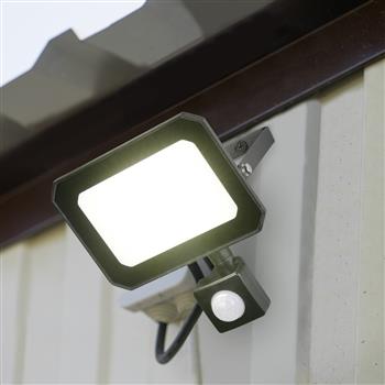 Funchal IP44 PIR 120mm Black Outdoor LED Floodlight R23349132