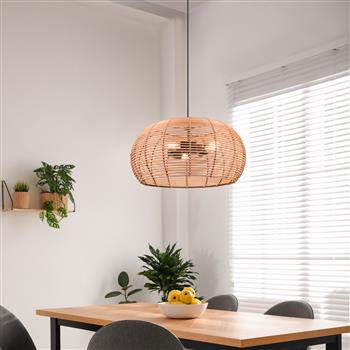 Inga Large Natural Rattan And Matt Black Pendant Fitting 312200336