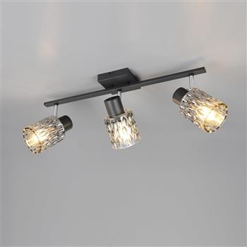 Jack Matt Black And Smoked Glass Triple Spotlight R86423032