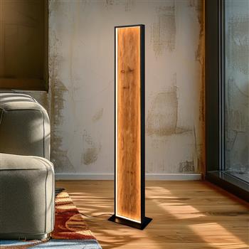 Kalea Matt Black and Wood LED Floor Lamp 455510130