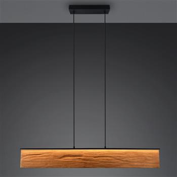 Kalea Matt Black and Wood LED Pendant 355510130
