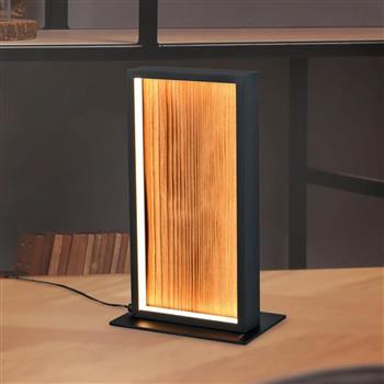 Kalea Matt Black and Wood LED Table Lamp 555510130