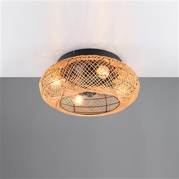 Lillesand 4 light Brown Woven Paper Flush Ceiling Fan R67302126