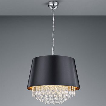 Loreley Chrome Ceiling Pendant Black Shade 309300302
