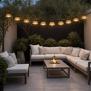 Mood LED Sola Black And Natural Paper Outdoor String Lights R74761932