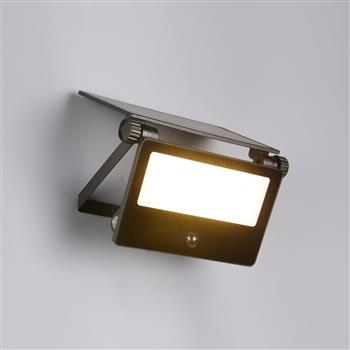 Moura IP54 Outdoor PIR 18-Watt Solar Black Wall Light R22106132
