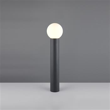 Mures IP44 Anthracite And Opal Glass Outdoor Bollard Light 469860142