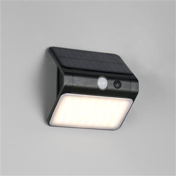 Olinda IP44 Black PIR Solar Outdoor Wall light R23156102