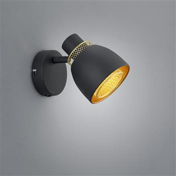 Punch Black And Gold Single Switched Adjustable Spotlight R80811032