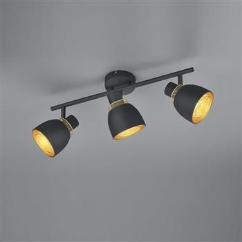 Punch Black And Gold Triple Adjustable Ceiling Spotlight R80813032